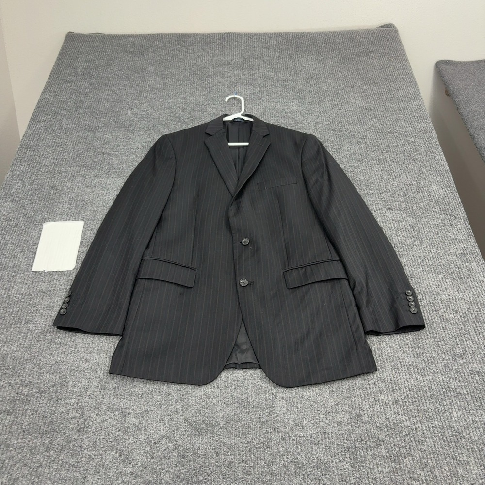 Marc Anthony Blazer Mens 38R Black Wool Pinstripe Two Button Professional Style
